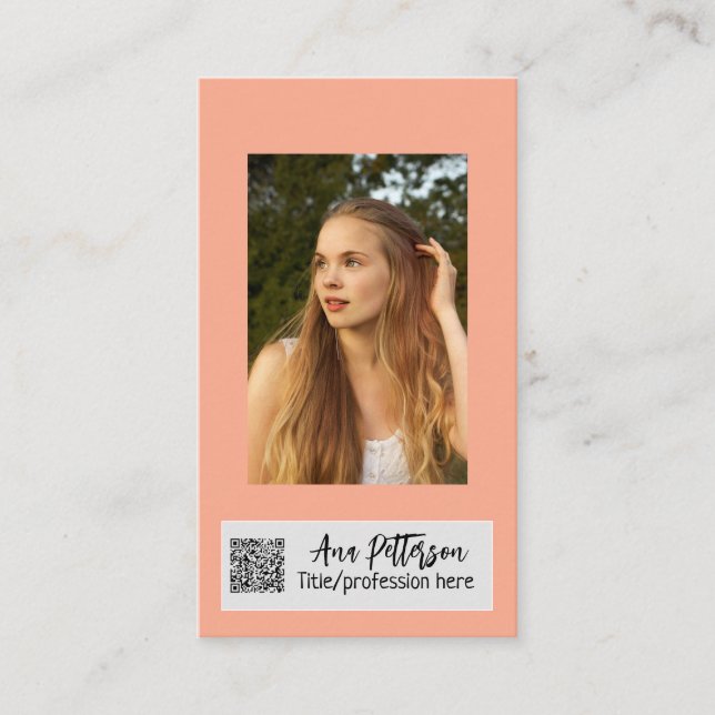 Tarjeta De Visita foto profesional sitio web QR email social moderno (Anverso)