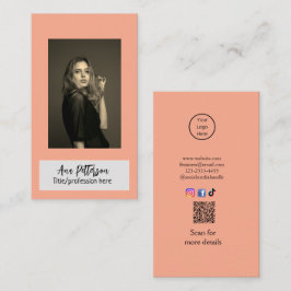 Tarjeta De Visita foto profesional sitio web QR email social moderno