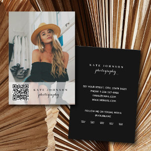 Tarjeta De Visita Foto QR Código Script Personalizado Iconos de medi
