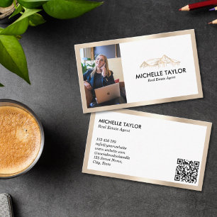 Tarjeta De Visita Foto QR de bienes raíces profesional elegante mode