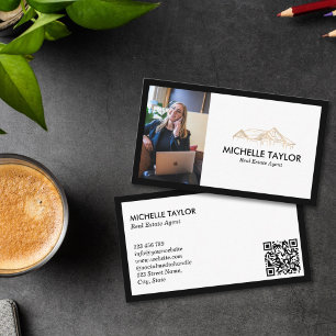 Tarjeta De Visita Foto QR de bienes raíces profesional elegante mode