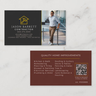 Tarjeta De Visita Foto QR de Construcción de Albañilería de Ladrillo
