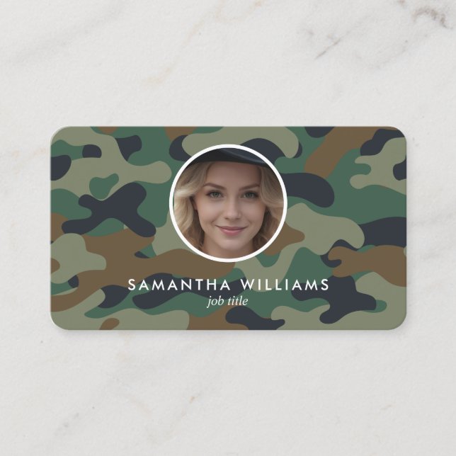 Tarjeta De Visita Foto QR del Ejército Militar (Anverso)