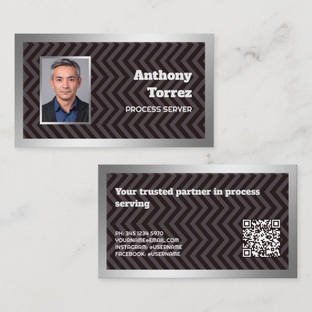 Tarjeta De Visita Foto QR del Personalizado de servidor de procesos (Anverso / Reverso)