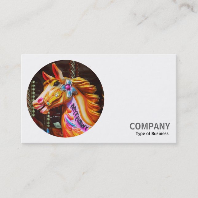 Tarjeta De Visita Foto redonda - Caballo de Merry-Go-Round (Anverso)
