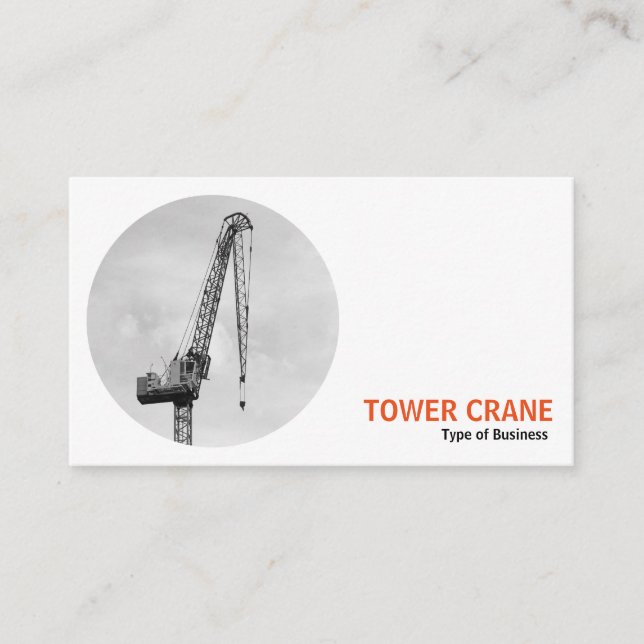 Tarjeta De Visita Foto redonda - Tower Crane B&W (Anverso)