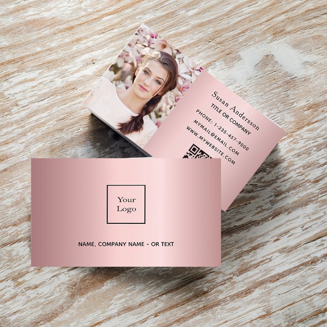 Tarjeta De Visita Foto rosa Rubor código QR elegante mujer (Subido por el creador)