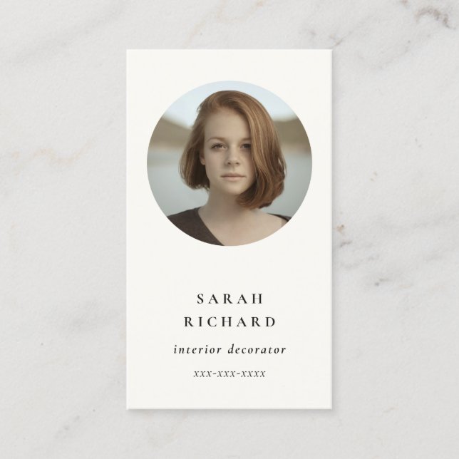 Tarjeta De Visita Foto simple de Personalizado profesional blanco Mi (Anverso)