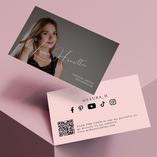 Tarjeta De Visita Foto simple escritura femenina moderna de código Q (Subido por el creador)