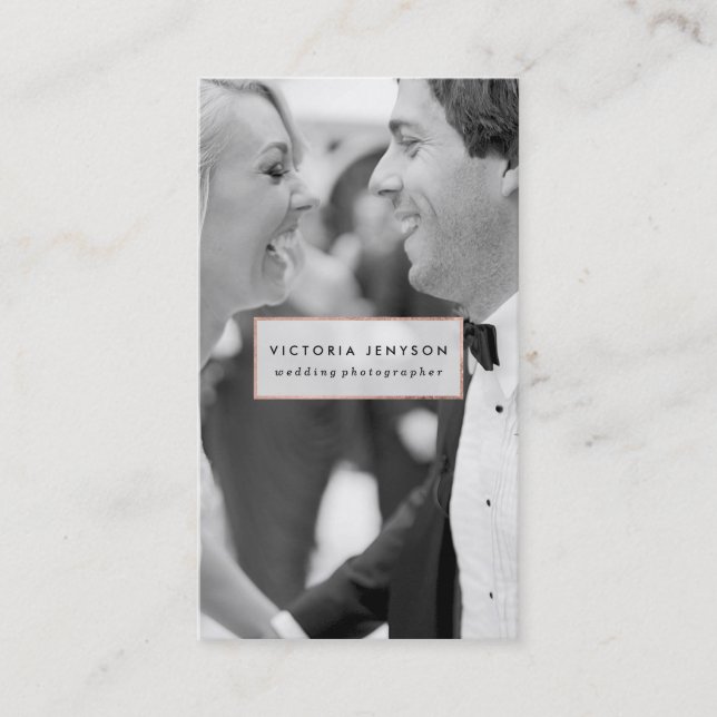 Tarjeta De Visita Foto subió fotógrafo moderno del oro del boda (Anverso)