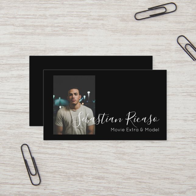 Tarjeta De Visita Foto temática blanco y negro personalizada (Anverso/Reverso In Situ)