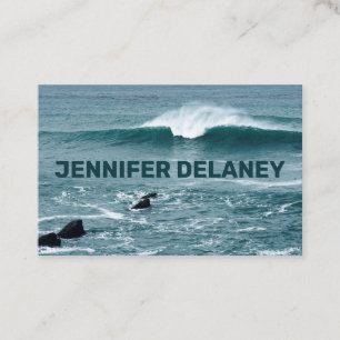 Tarjeta De Visita Foto Verde azulada de Ocean Beach Waves Sea Blue