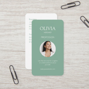 Tarjeta De Visita Foto verde de Seafoam Código QR social