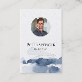 Tarjeta De Visita Foto vertical azul Minimalista de plantilla simple