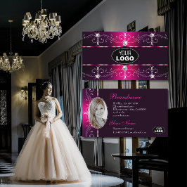 Tarjeta De Visita Foto y logo de Glamorosa Ornate Borders