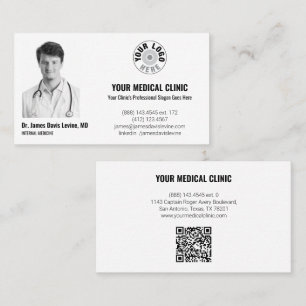 Tarjeta De Visita Foto y logotipo de médico profesional, código QR