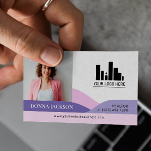Tarjeta De Visita Foto y logotipo de Realtor de Lavender Slopes