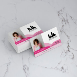 Tarjeta De Visita Foto y logotipo de Realtor de pendientes rosas