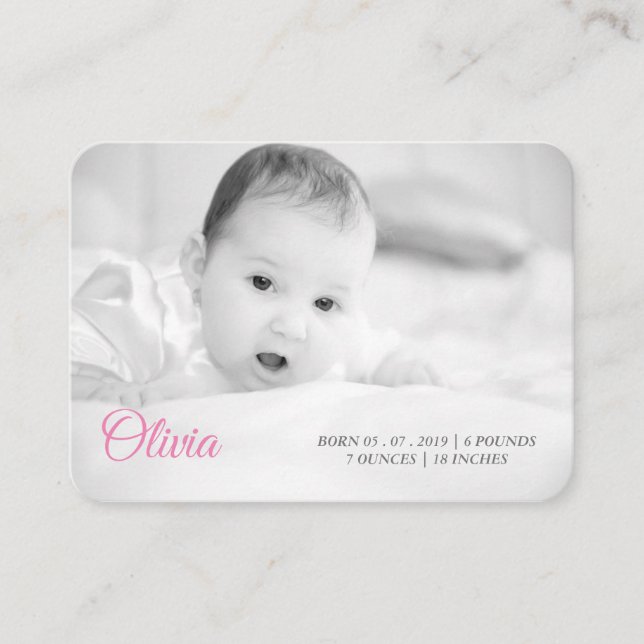Tarjeta De Visita foto y nombre de su bebé (Anverso)