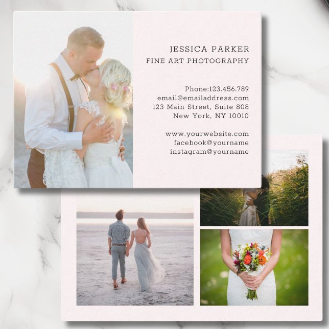 Tarjeta De Visita Fotofotografía de 4 fotos específica del cliente (Customer specific 4 photo photography business card)