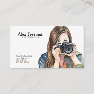 Tarjeta De Visita Fotógrafa de color blanco y marrón