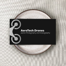 Tarjeta De Visita Fotografía aérea por drones plateados y videografí