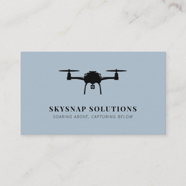 Tarjeta De Visita Fotografía aérea por drones Videografía Azul moder (Anverso)