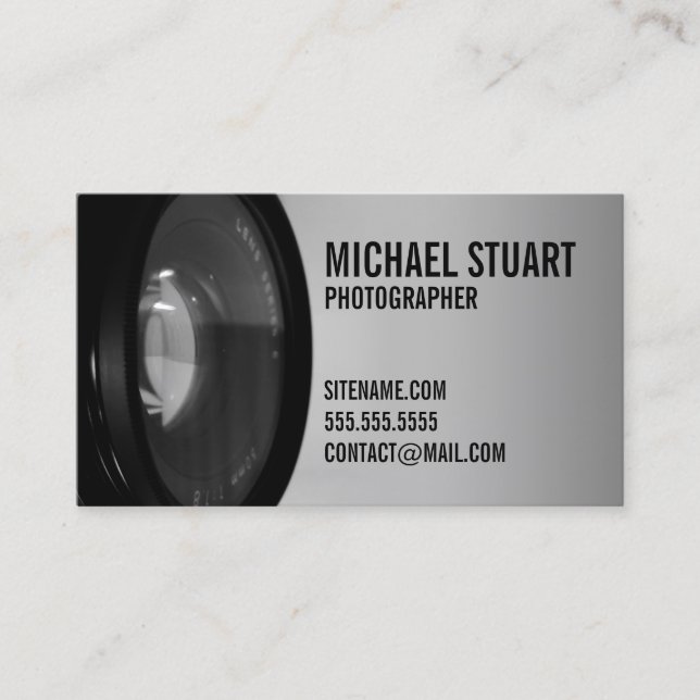 Tarjeta De Visita Fotografía blanco y negro profesional (Anverso)