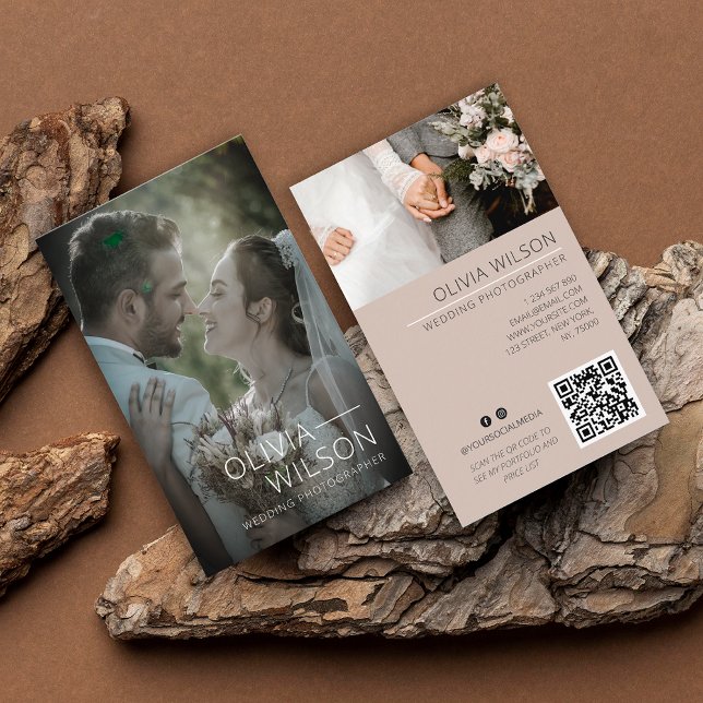 Tarjeta De Visita Fotografía boda Full Photo Modern (Wedding Photography Full Photo Modern Business Card)
