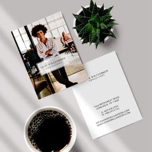 Tarjeta De Visita Fotografía comercial de marco blanco mínima y prof