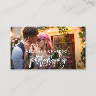 Tarjeta De Visita Fotografía con guión de pincel moderno Foto W