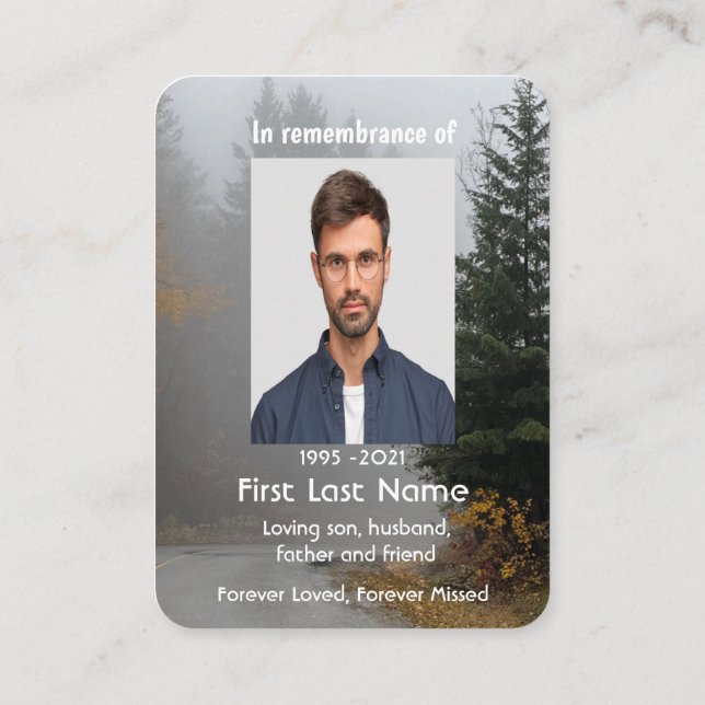 Tarjeta De Visita Fotografía conmemorativa Árboles de carretera de n (Reverso)