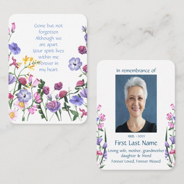 Tarjeta De Visita Fotografía conmemorativa Oración Lavender Jardín F (Anverso / Reverso)