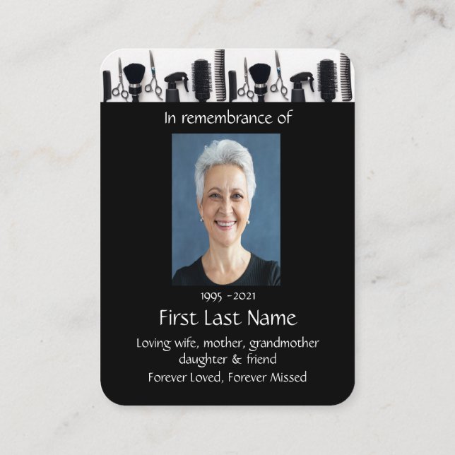 Tarjeta De Visita Fotografía conmemorativa Oración Peluquería Peluqu (Reverso)