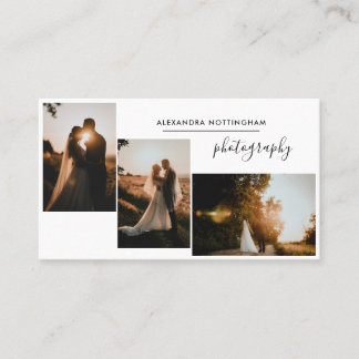Tarjeta De Visita Fotografía de Boda Colaje de Tres Fotos Moderna