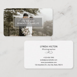 Tarjeta De Visita Fotografía de Boda de marca personalizado en blanc