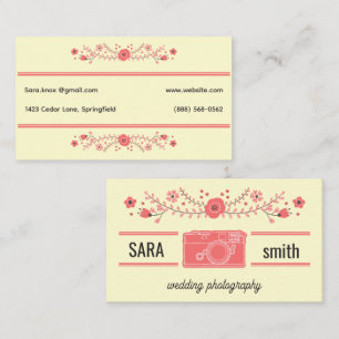 Tarjeta De Visita Fotografía de Boda Elegante Diseño de Cámara Flo