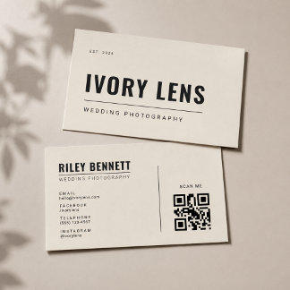 Tarjeta De Visita Fotografía de Boda Minimalista | Bone