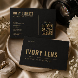 Tarjeta De Visita Fotografía de Boda Minimalista | Carbón Dorado