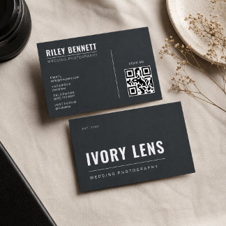Tarjeta De Visita Fotografía de Boda Minimalista | Forge Gray