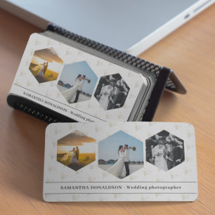 Tarjeta De Visita Fotografía de Boda Romántica de Tres Fotos