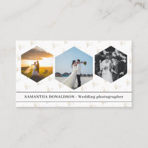 Tarjeta De Visita Fotografía de Boda Romántica de Tres Fotos