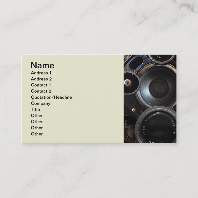 Tarjeta De Visita Fotografía de cámara antigua Película de lente ven (Anverso)