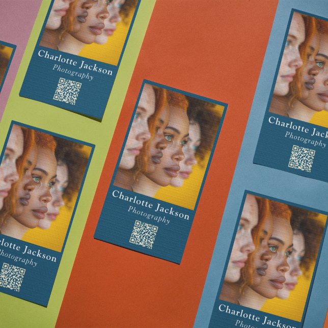 Tarjeta De Visita Fotografía de Casual Código Qr Marina Azul (Subido por el creador)