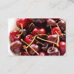 Tarjeta De Visita Fotografía de Cerezas Rojas Frescas en un Tazón