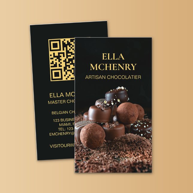 Tarjeta De Visita Fotografía de chocolate negro con estilo (Subido por el creador)