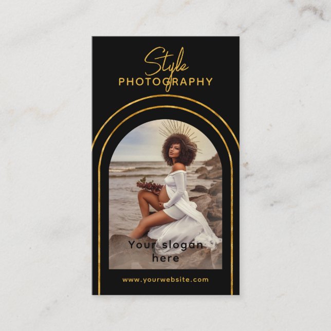 Tarjeta De Visita Fotografía de código QR con escritura moderna y el (Anverso)