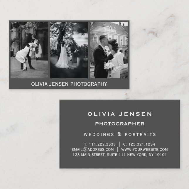 Tarjeta De Visita Fotografía de Collage de fotos múltiple moderna (Anverso / Reverso)