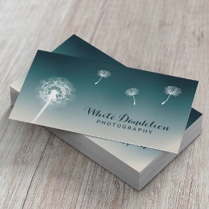 Tarjeta De Visita Fotografía de Dandelion Fotógrafo Verde azulado 