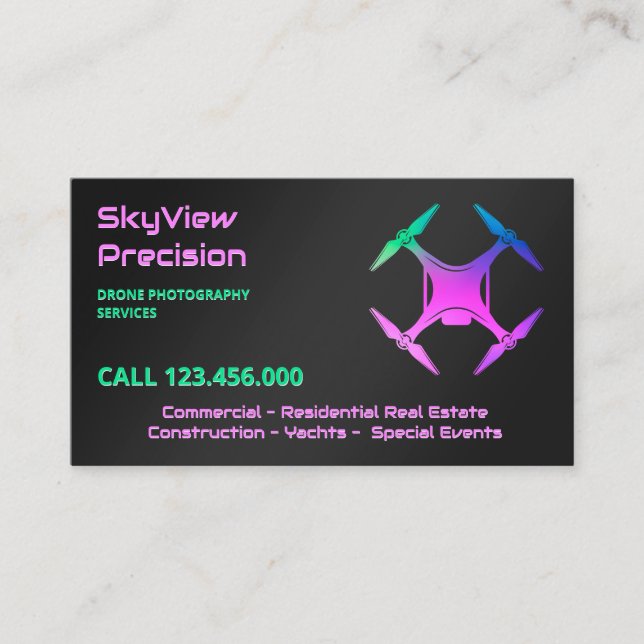 Tarjeta De Visita Fotografía de drones UAV (Anverso)